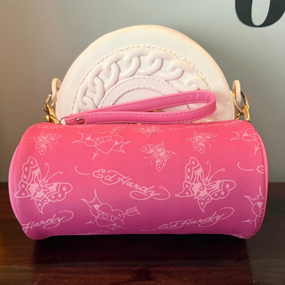 Ed Hardy Pink Barrel Makeup case / Wristlet